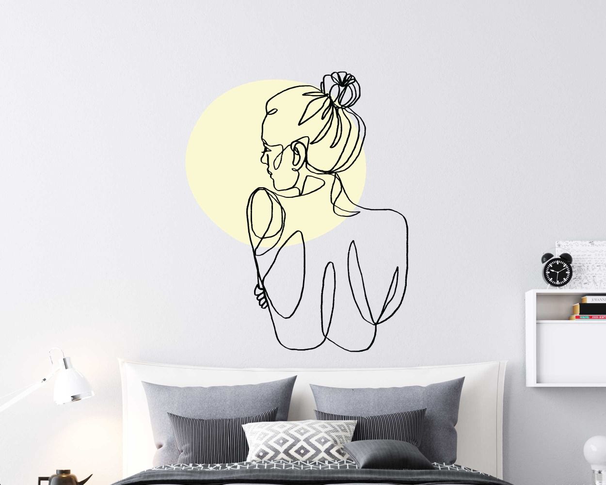 Abstract Women Body Single Line Drawing Art Wall Decals For Girl Room Decor 