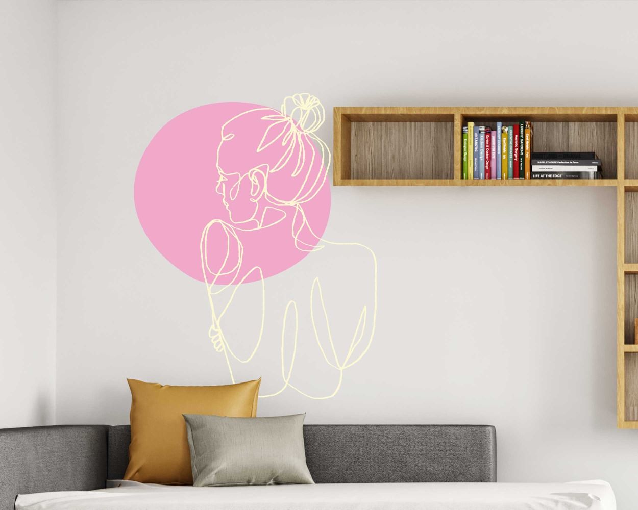 Abstract Women Body Single Line Drawing Art Wall Stickers For Girl Room Decor 