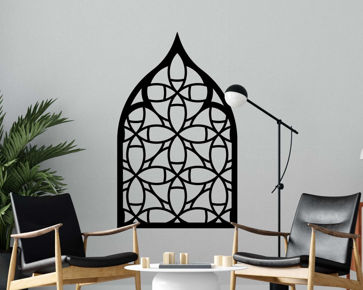 Arabesque Arch Window Design Pattern Vinyl Wall Decals 