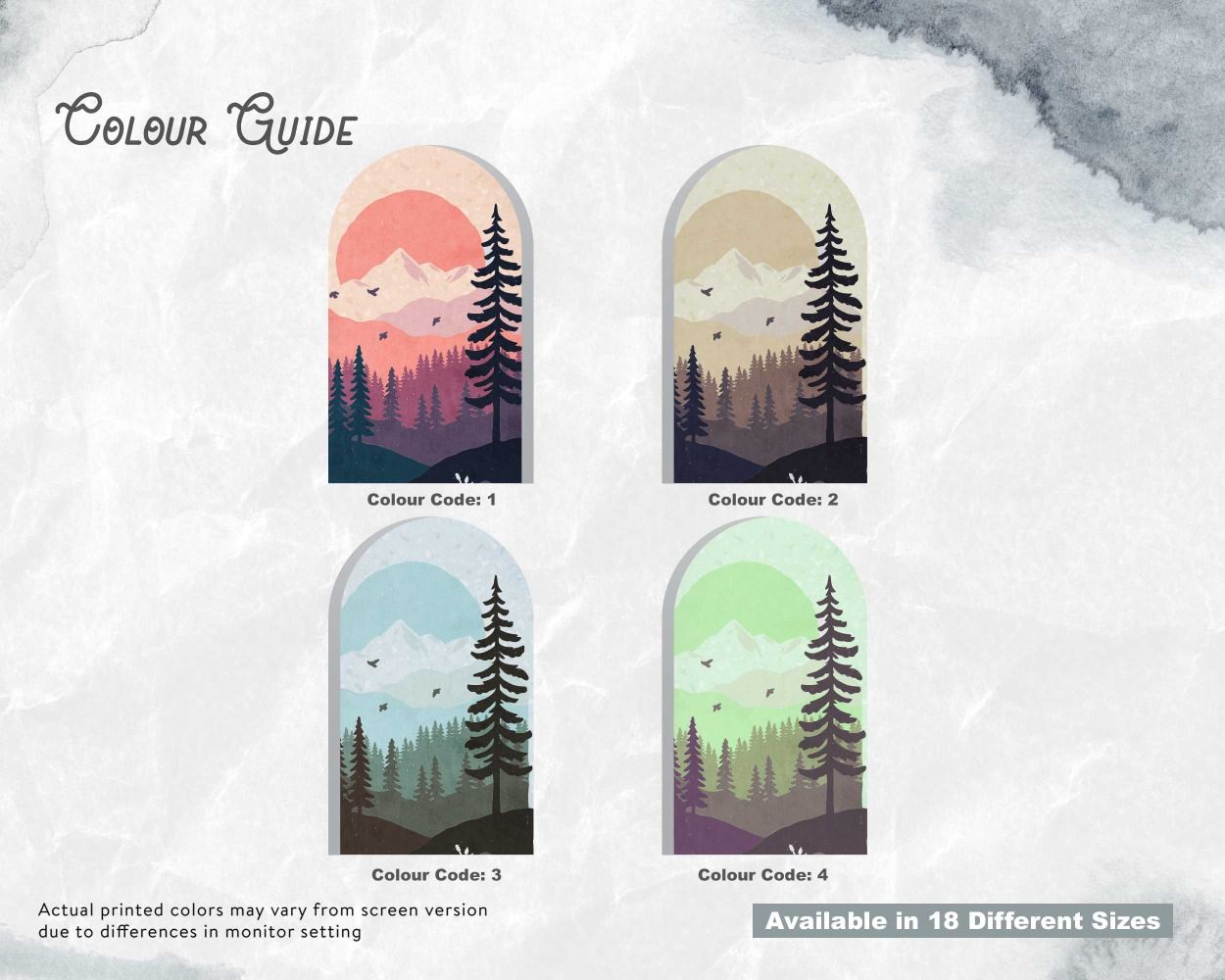 Best Beautiful Landscape Of Forest And Mountains Arch Wall Decals For Headboard Decor