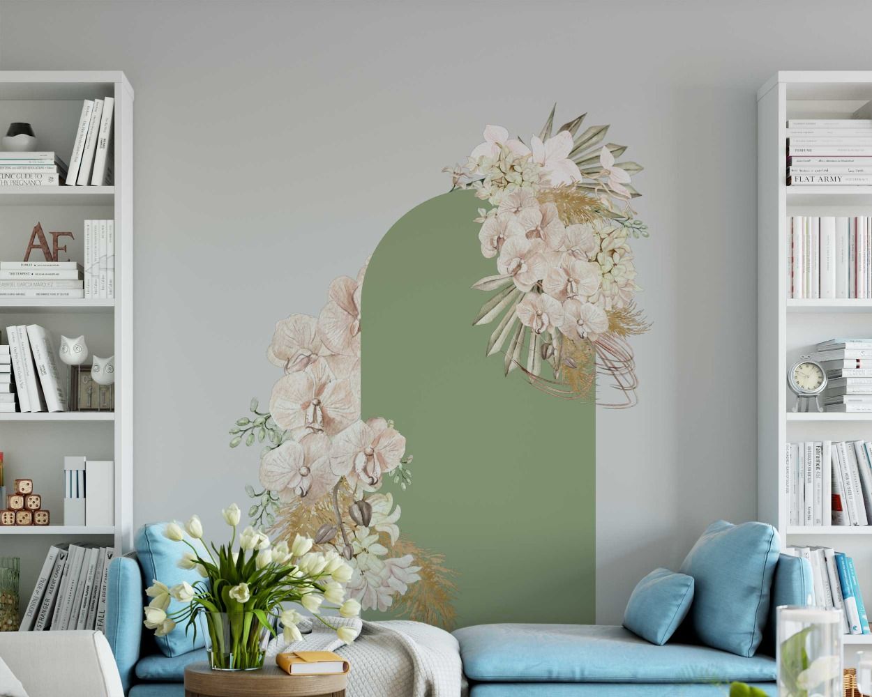 Beautiful Arch With Floral Vinyl Wall Decals