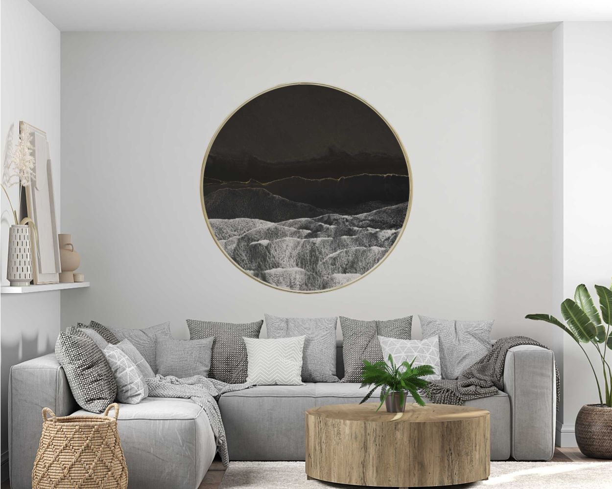Beautiful Black Sand Beach Waves Circle Wall Decals
