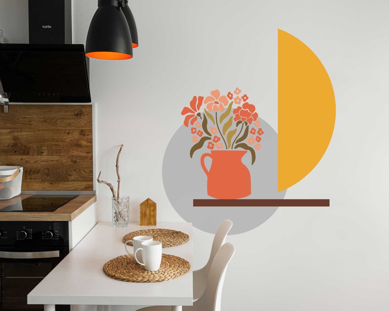 Beautiful A Flower Vase With Flowers Wall Decals For Home Decoration