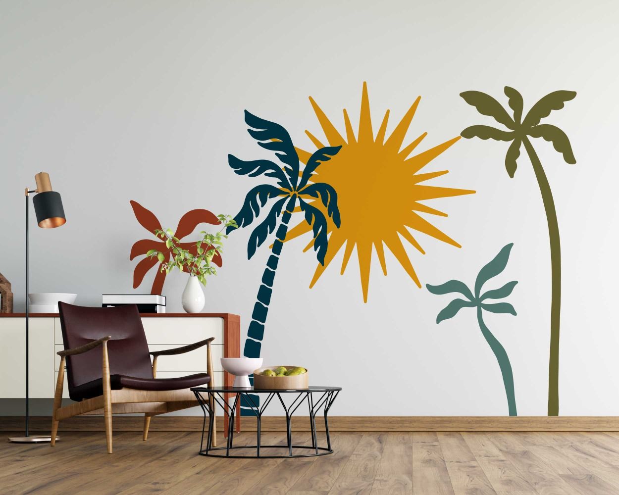 Beautiful Boho Trees And Sun Wall Decals For Nursery Decoration 