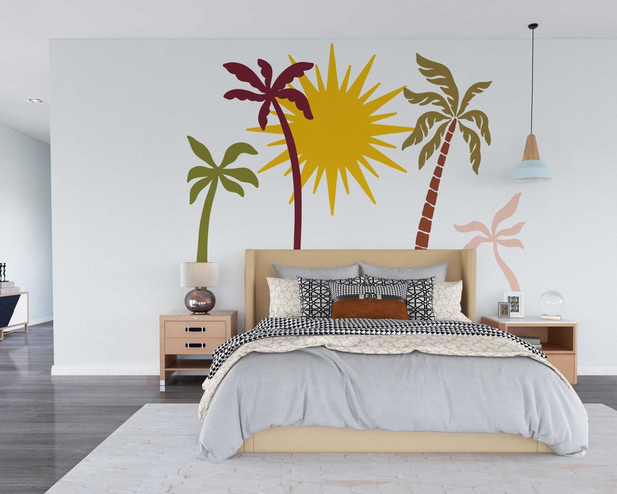 Beautiful Boho Trees And Sun Wall Stickers For Nursery Decoration 