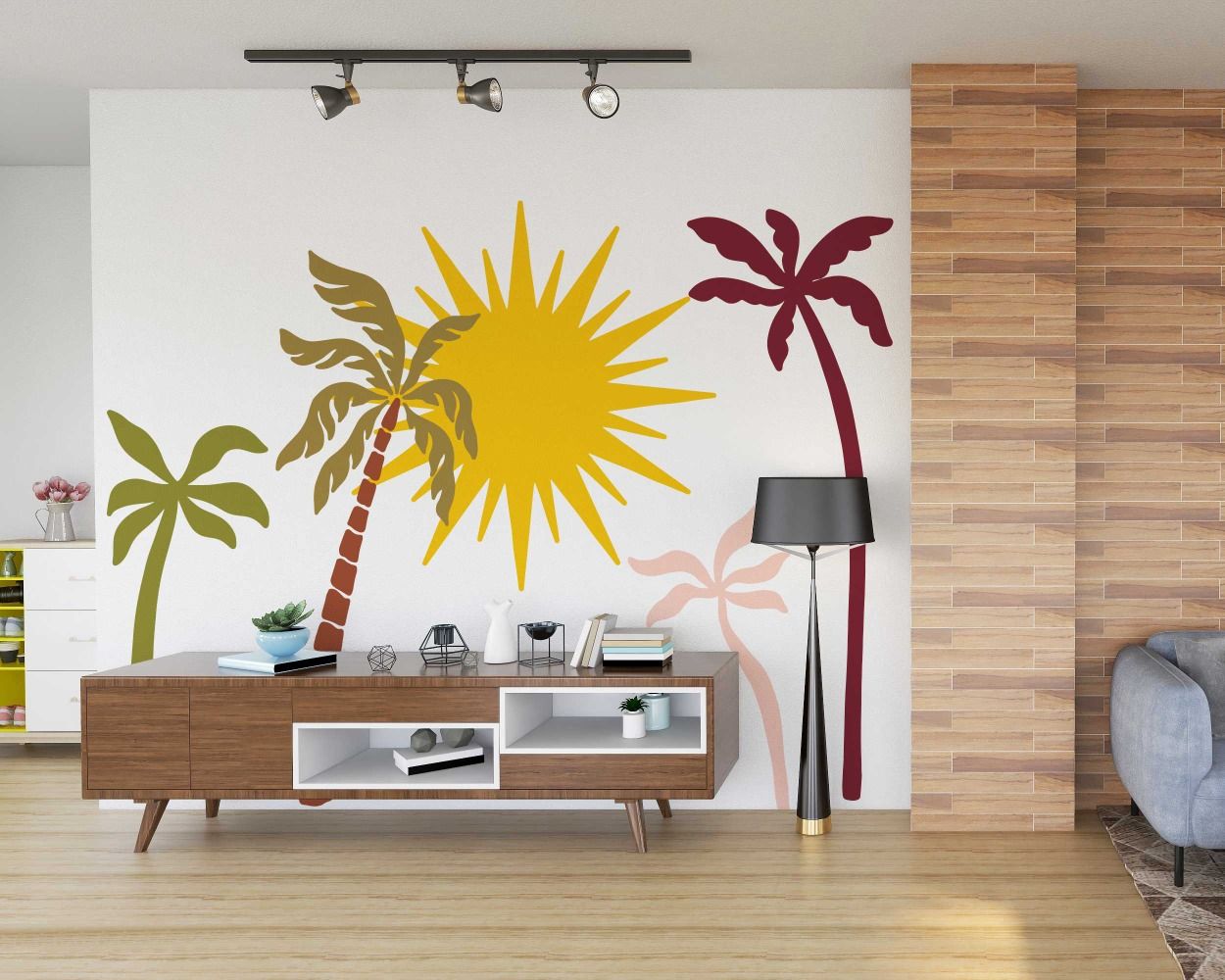 Beautiful Boho Trees And Sun Wall Stickers
