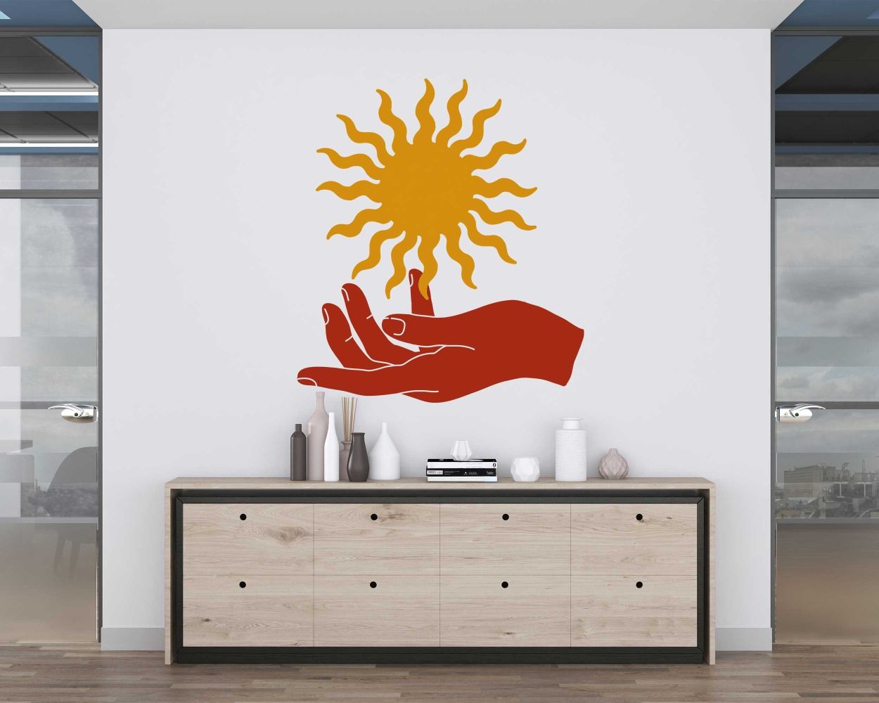 Hand With Sun Beautiful Boho Wall Stickers For Home Wall Decoration 