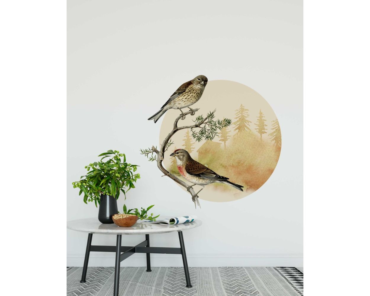 Beautiful Common Linnet Birds Wall Stickers For Nursery Decoration 