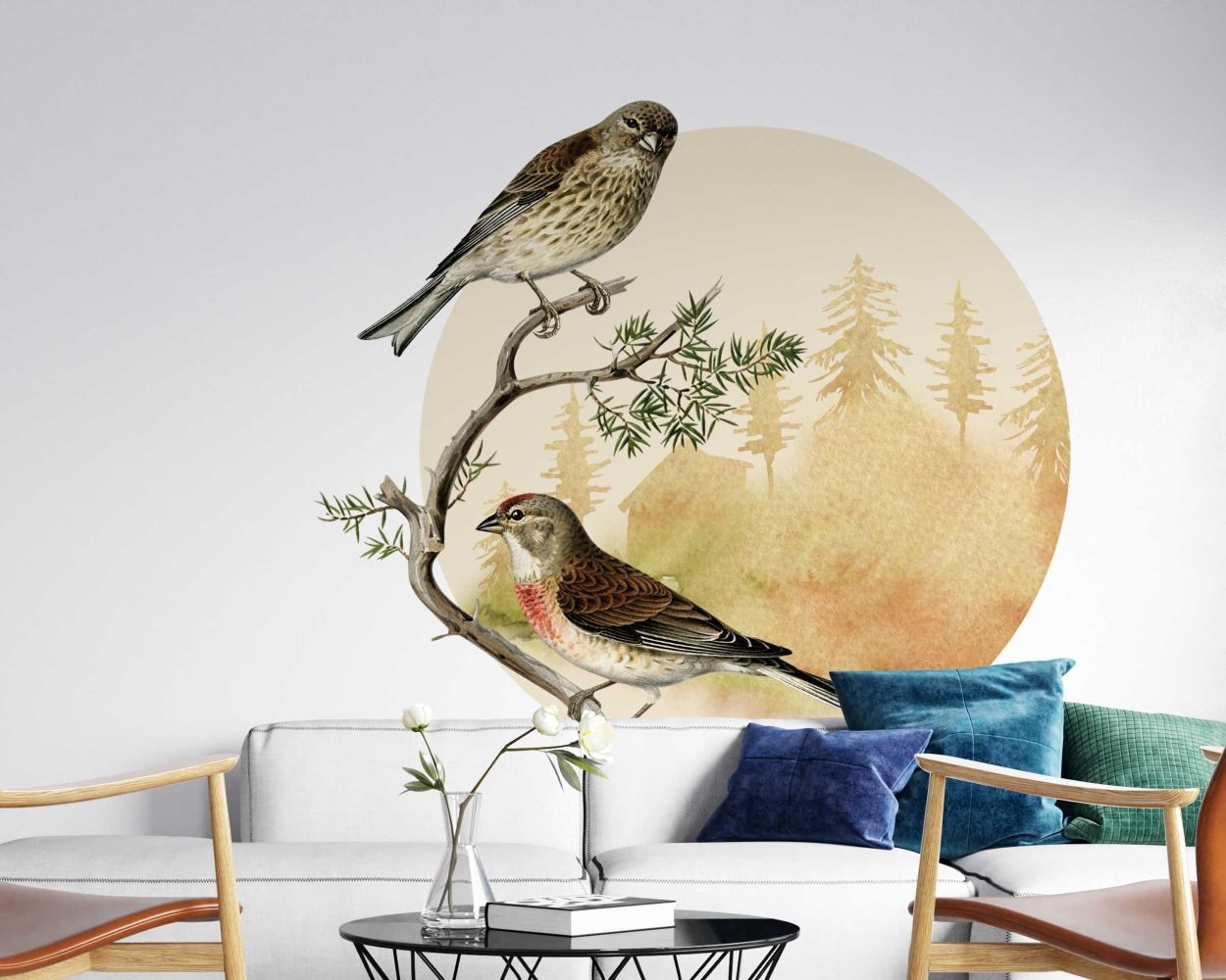 Beautiful Common Linnet Birds Wall Decals