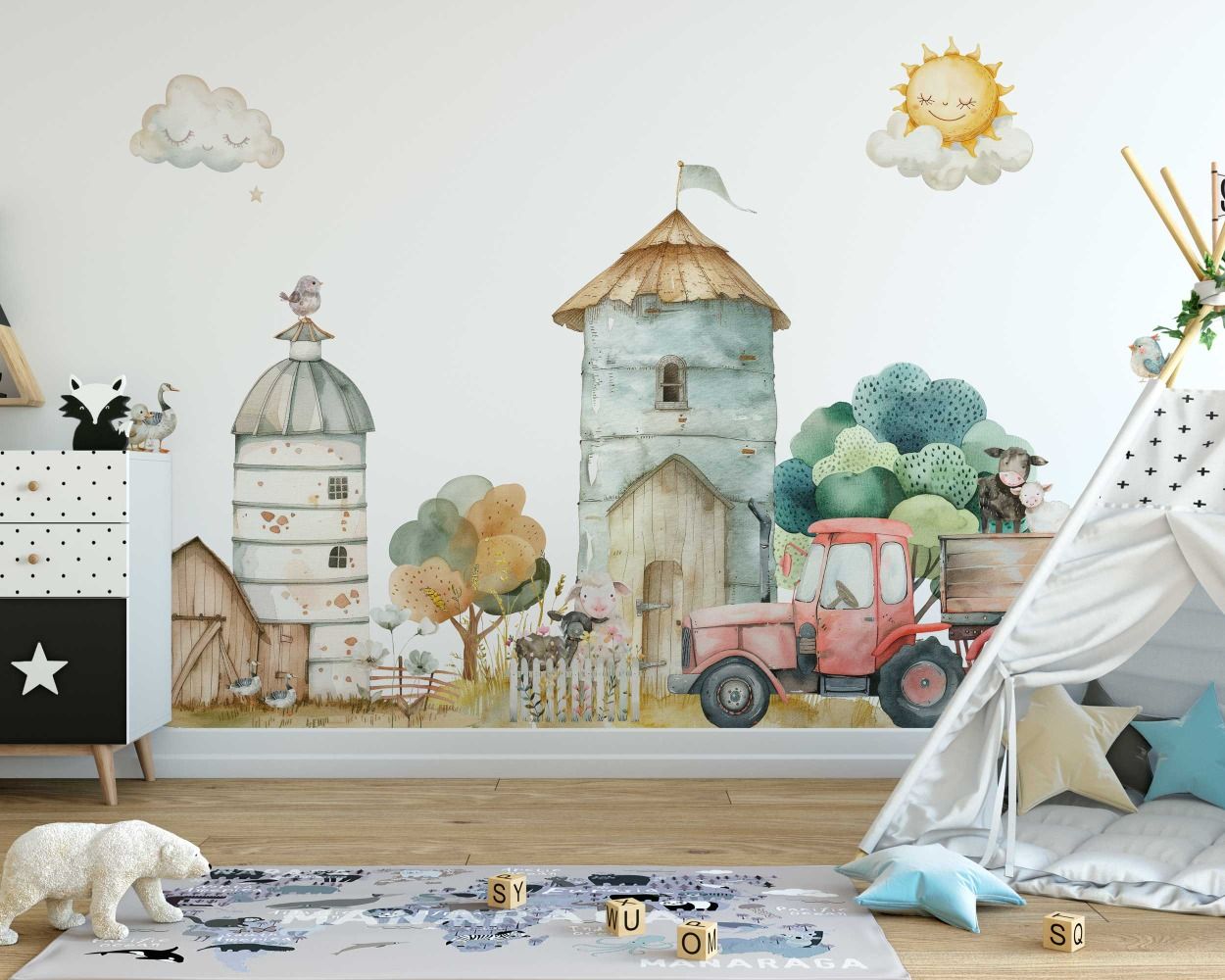 Best Beautiful Farm Theme Vinyl Wall Decals for Baby Nursery Decor