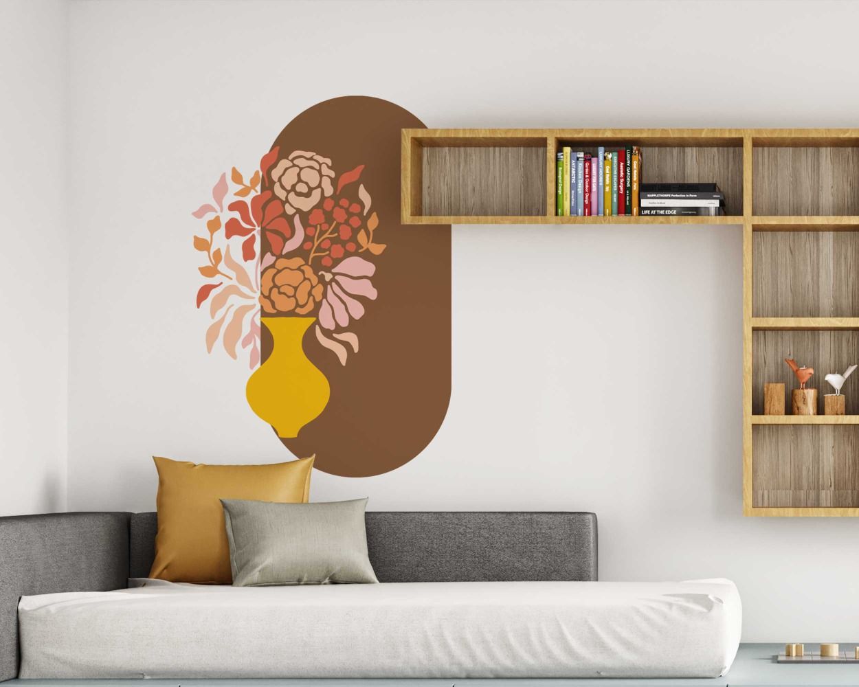 Beautiful Flower Vase Wall Stickers For Bedroom Decoration 