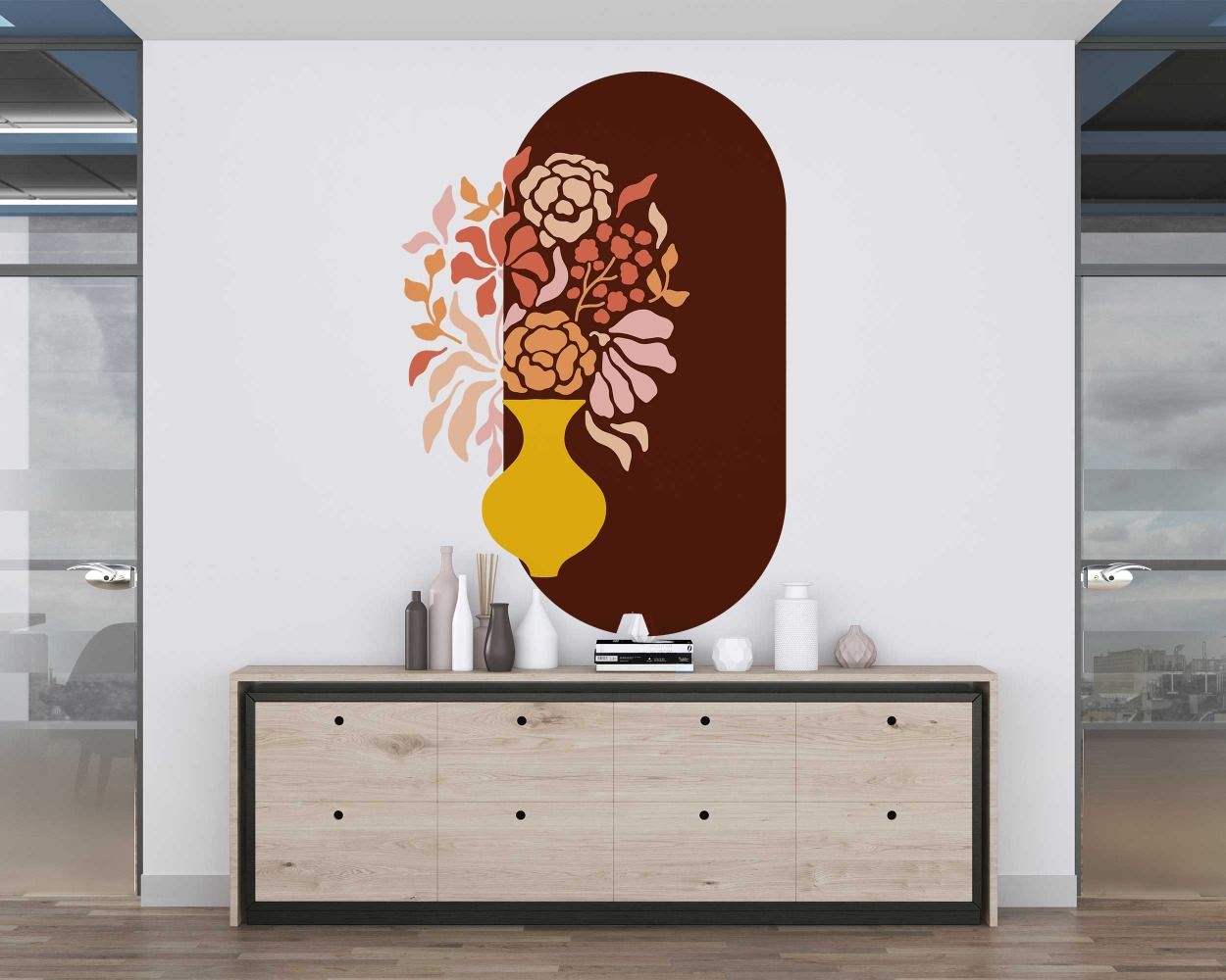Beautiful Flower Vase Wall Decals