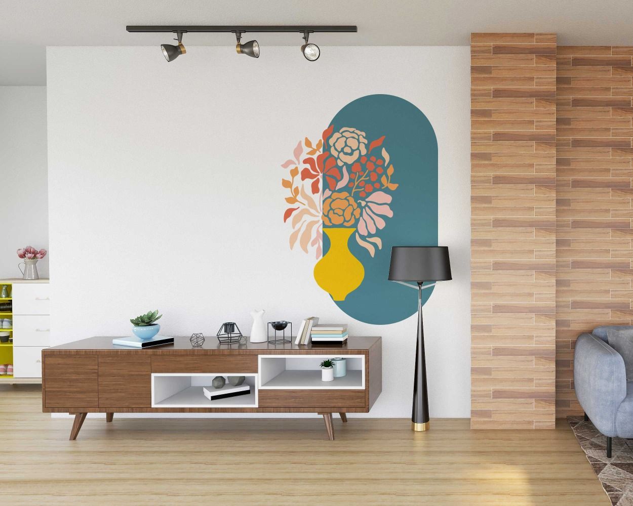Beautiful Flower Vase Wall Stickers