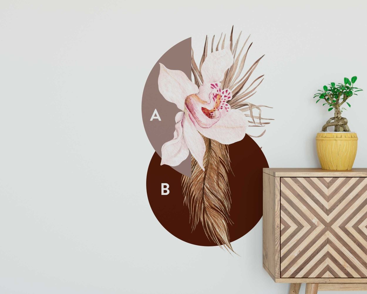 Best Beautiful Flower With Circle Bohemian Wall Sticker For Living Room And Bedroom Decor 