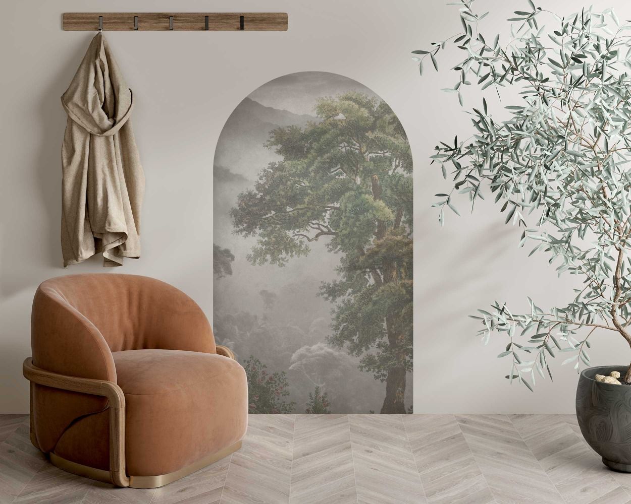 Mist Covered Vintage Forest Arch Wall Stickers for Bedroom Decor 