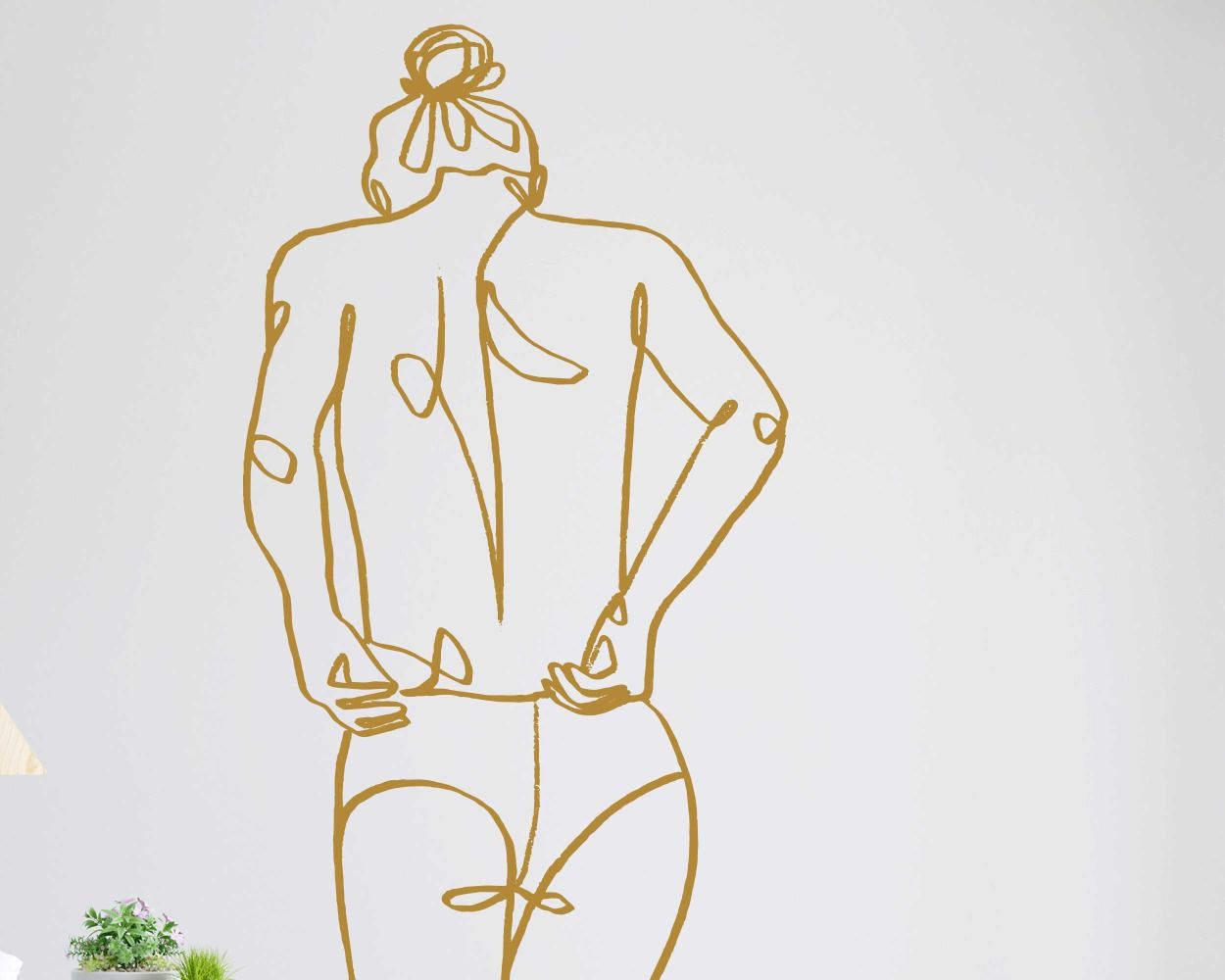 Beautiful Girl Full Back Body One Line Art Wall Stickers