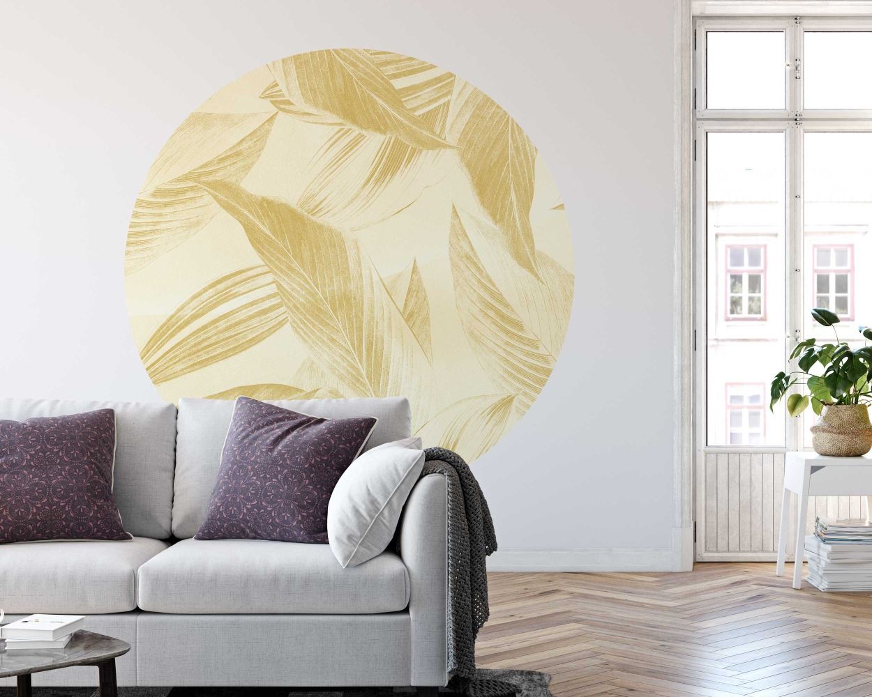 Whimsical plant Leaves Wall Decals Round Floral decor