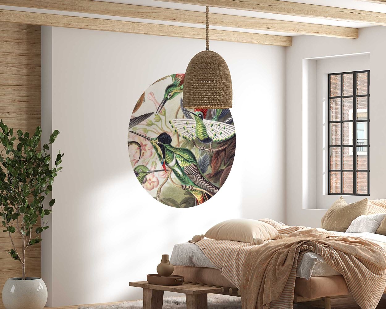 Beautiful Group Hummingbirds Circle Wall Decals