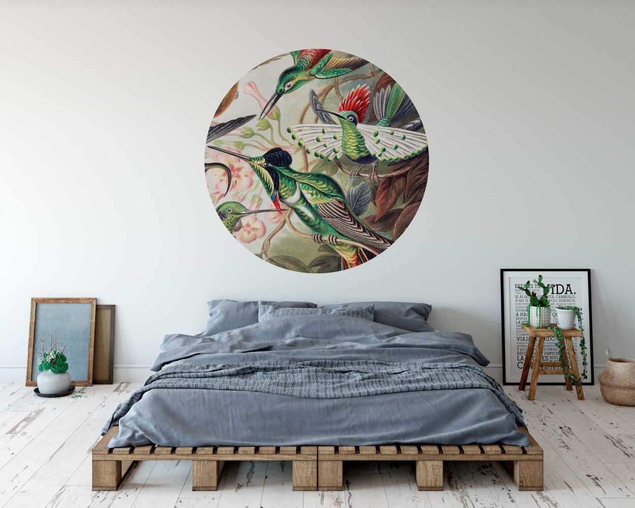 Beautiful Group Hummingbirds Circle Wall Decals for Bedroom Decor