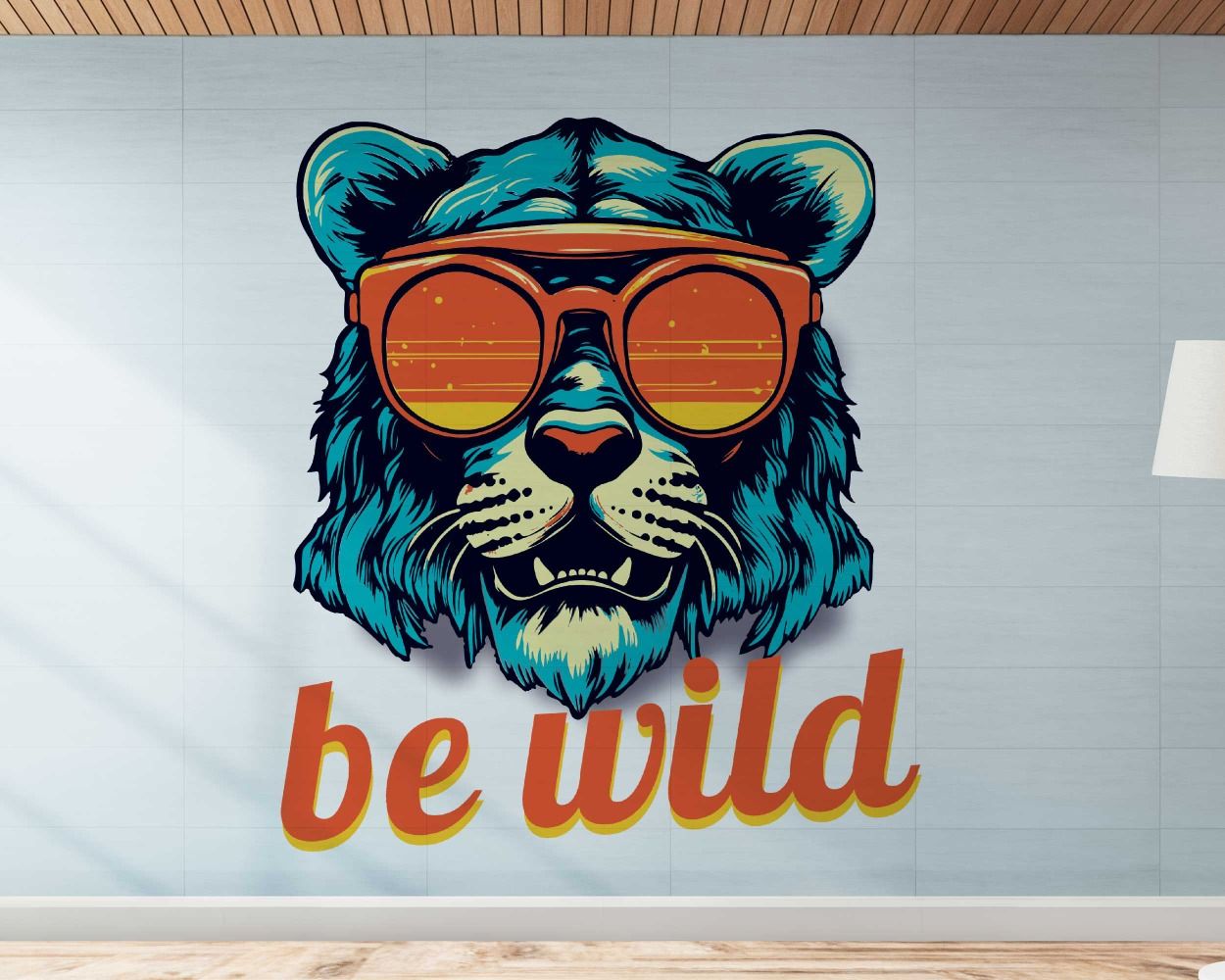 Cool Lion With Sunglasses And Be Wild Quote Wall Decals