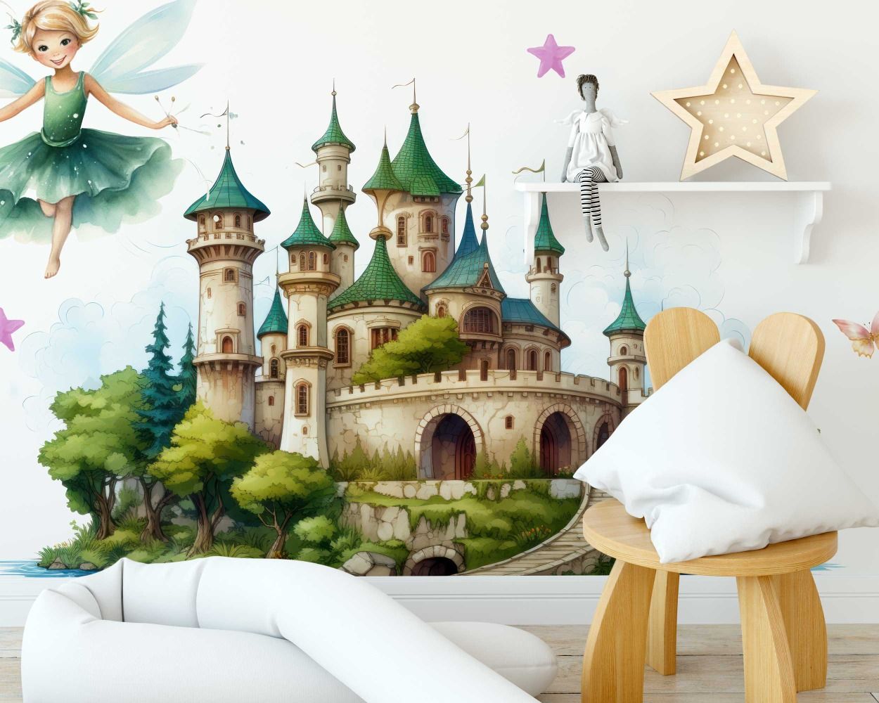Princess Castle with Fairy Tales Nursery Wall Decals for Nursery Decor