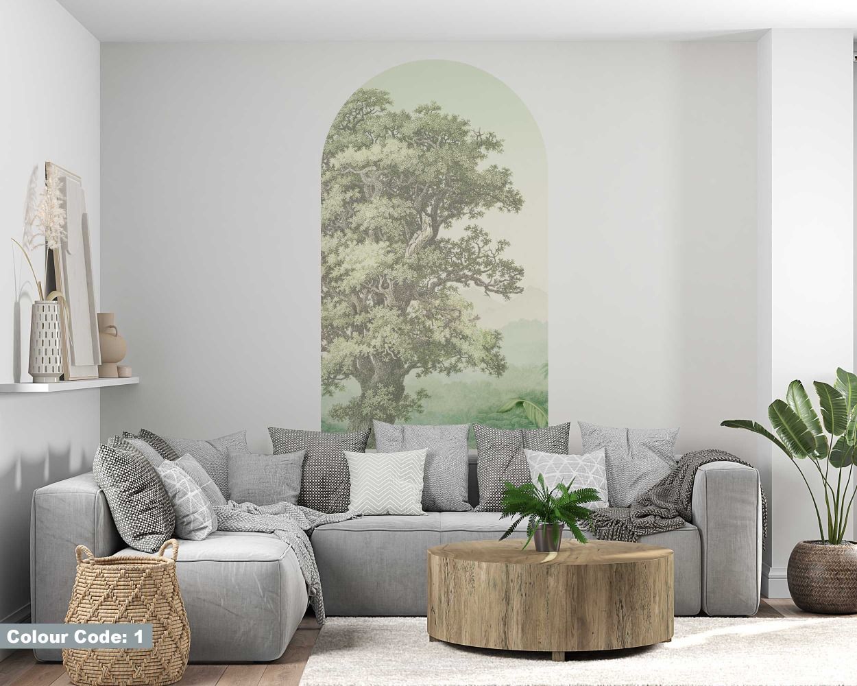 Beautiful Pastel Color Forest Illustration Arch Wall Decals for Bedroom Decor