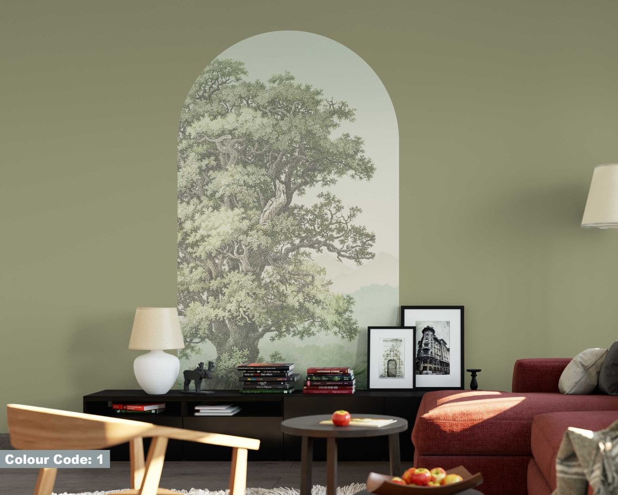Beautiful Pastel Color Forest Illustration Arch Wall Stickers for Bedroom Decor