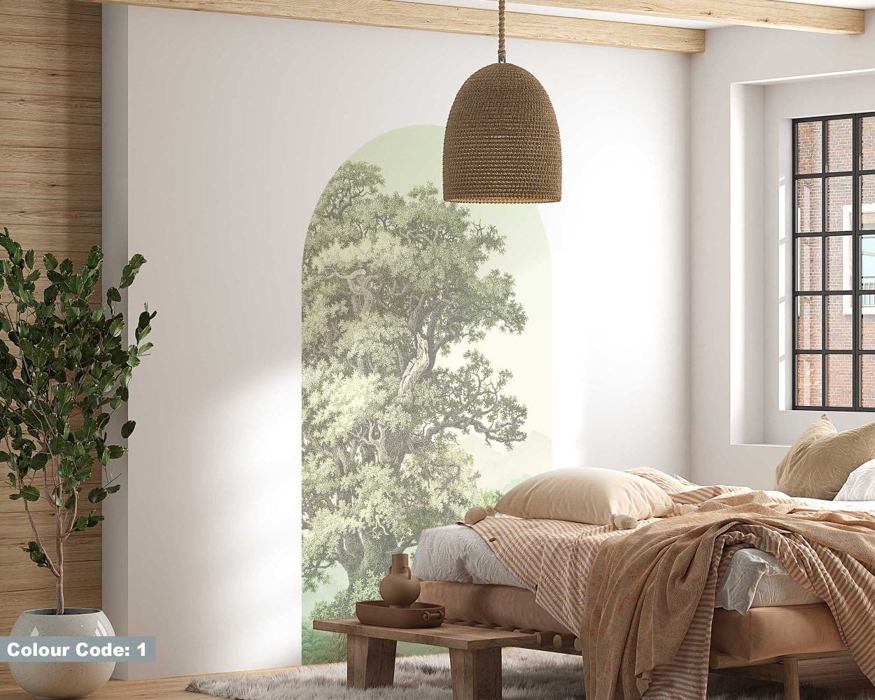 Beautiful Pastel Color Forest Illustration Arch Wall Decals