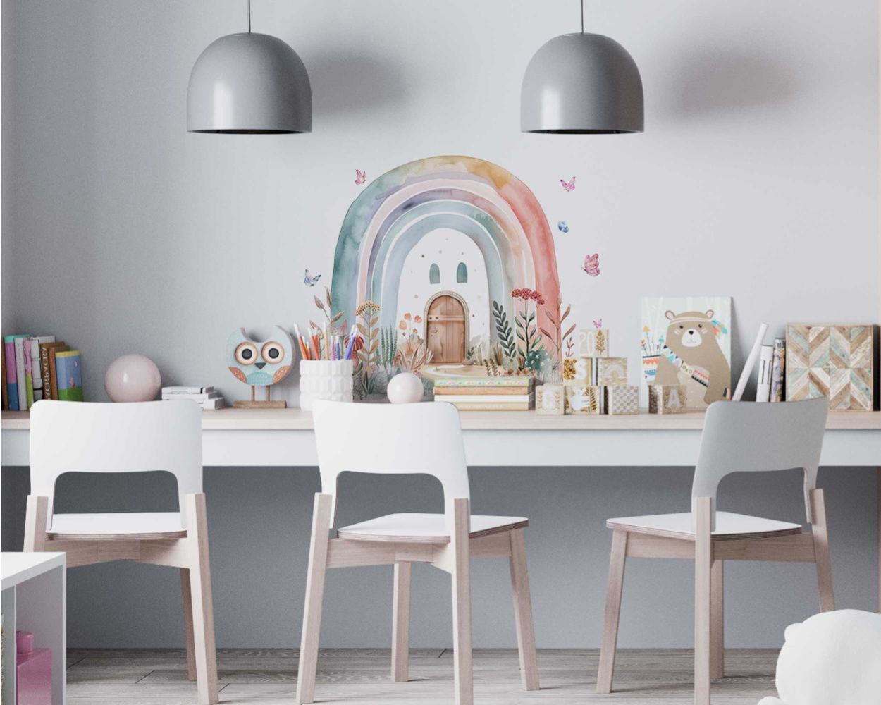 Best Beautiful Rainbow Watercolor Vinyl Wall Stickers For Nursery Decor 