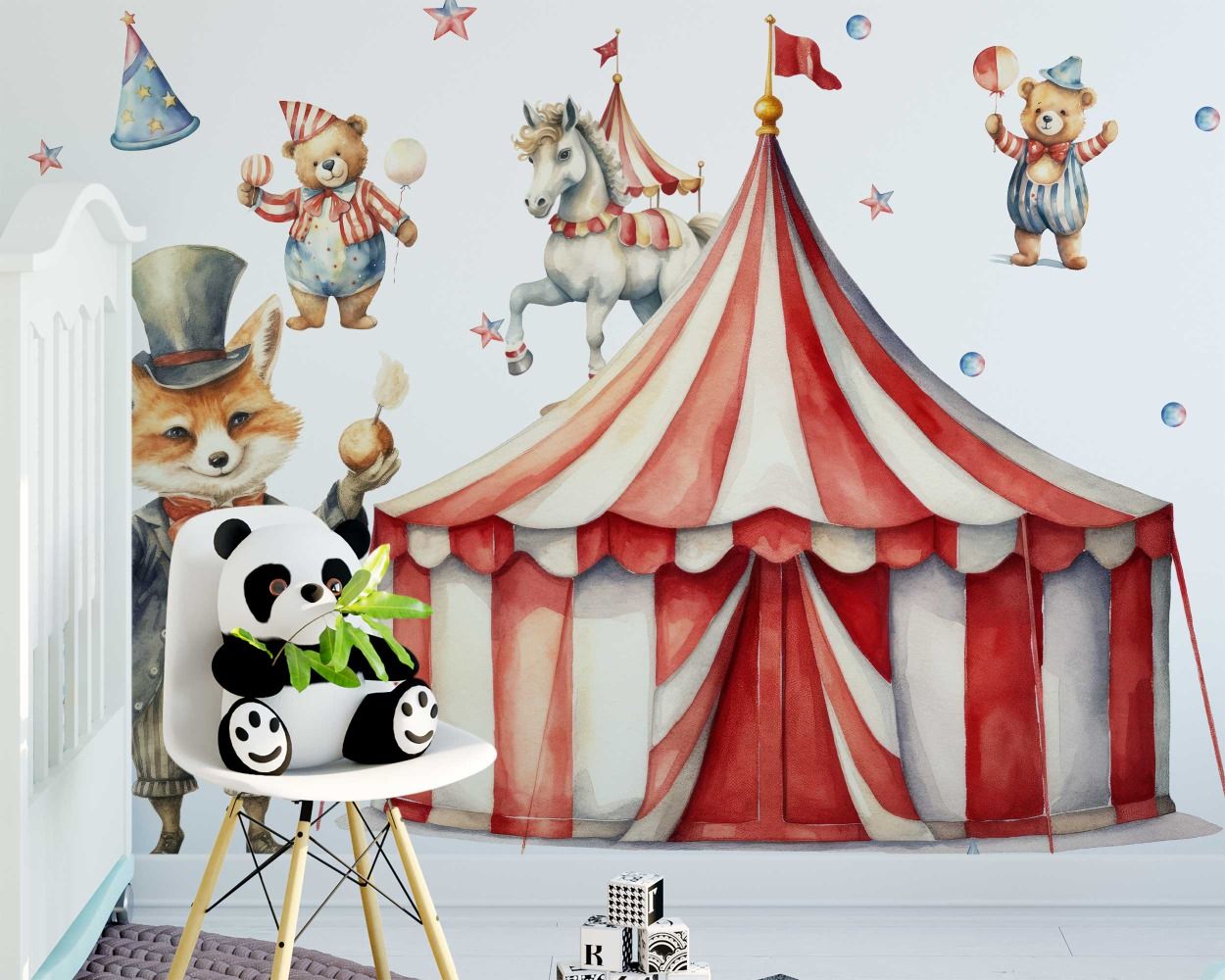 Best Beautiful Retro Cute Animal Circus Wall Decals for Nursery Decor