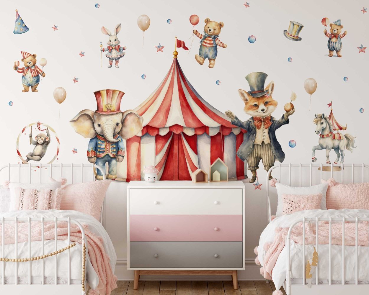 Best Beautiful Retro Cute Animal Circus Wall Stickers for kids room decor