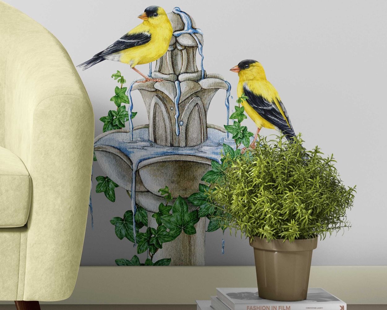 Romantic Little Growing Flowers and Birds Wall Stickers