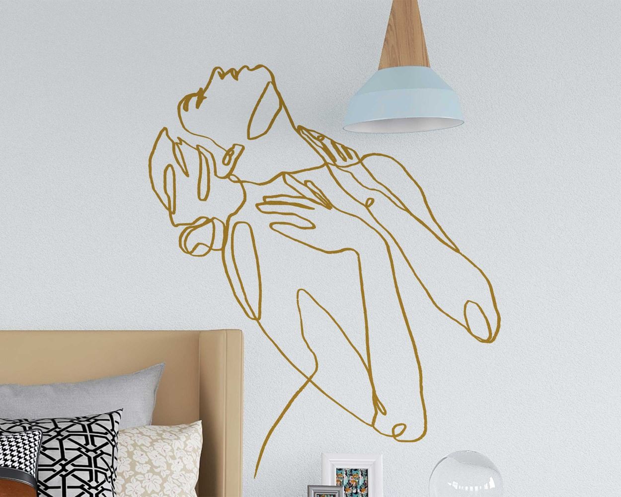 Beautiful Sensual Woman Single Line Art Wall Stickers For Girl Room Decor 