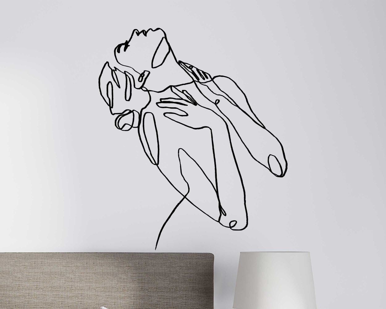 Beautiful Sensual Woman Single Line Art Wall Decals For Girl Room Decor 