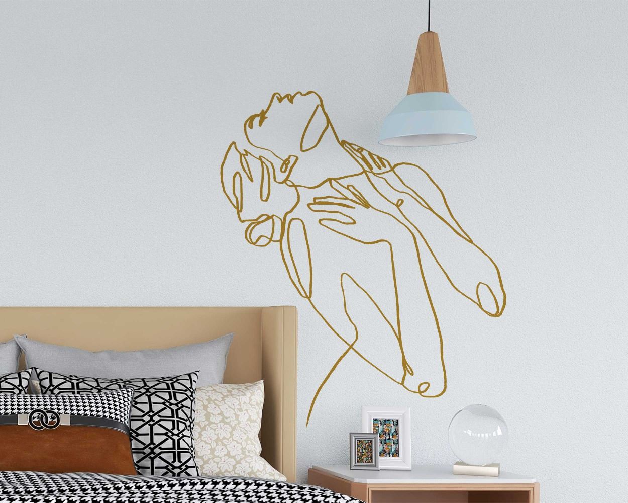 Beautiful Sensual Woman Single Line Art Wall Decals
