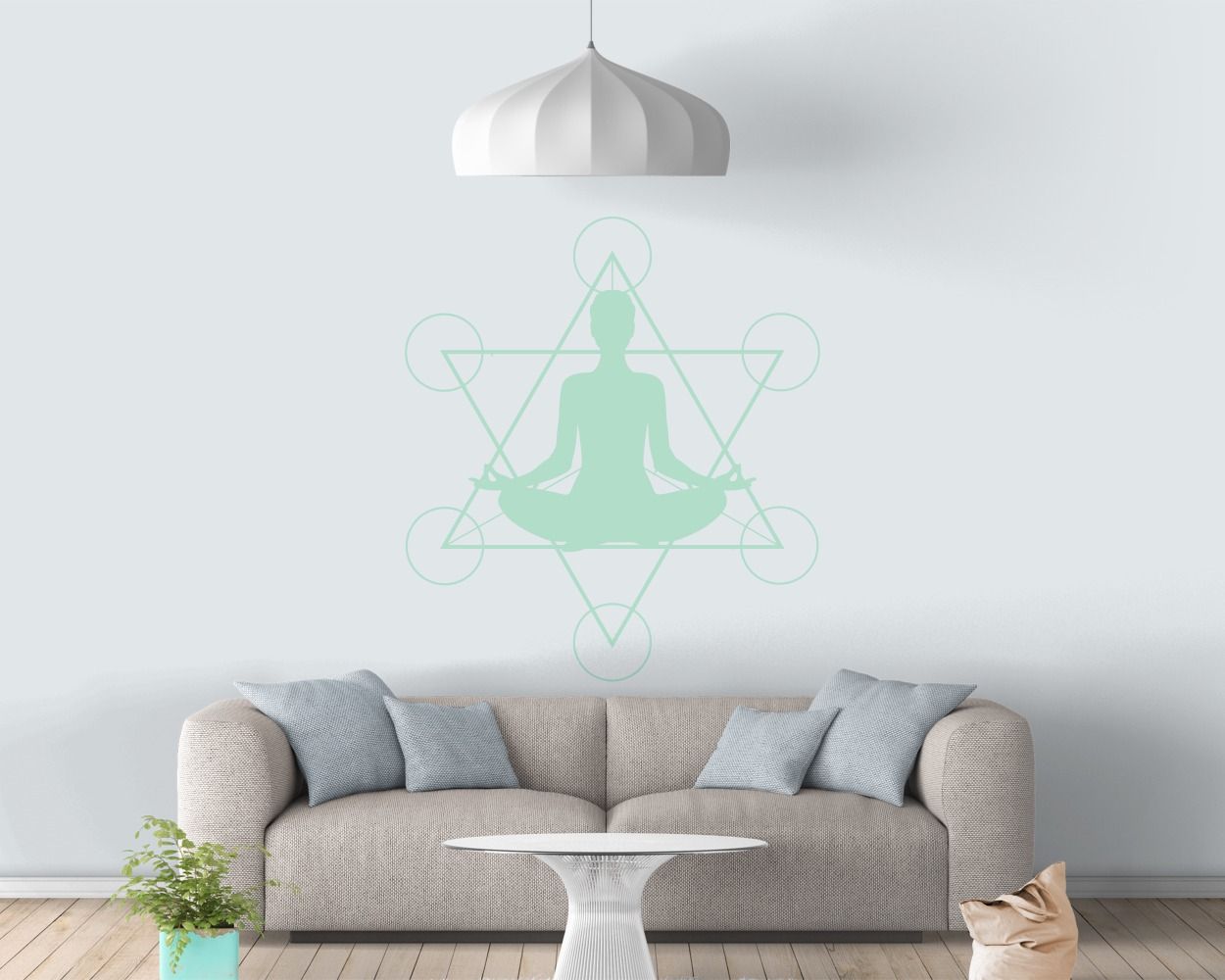 Beautiful Simple Buddha Geometric Meditation Yoga Wall Stickers For Mind Relaxation 