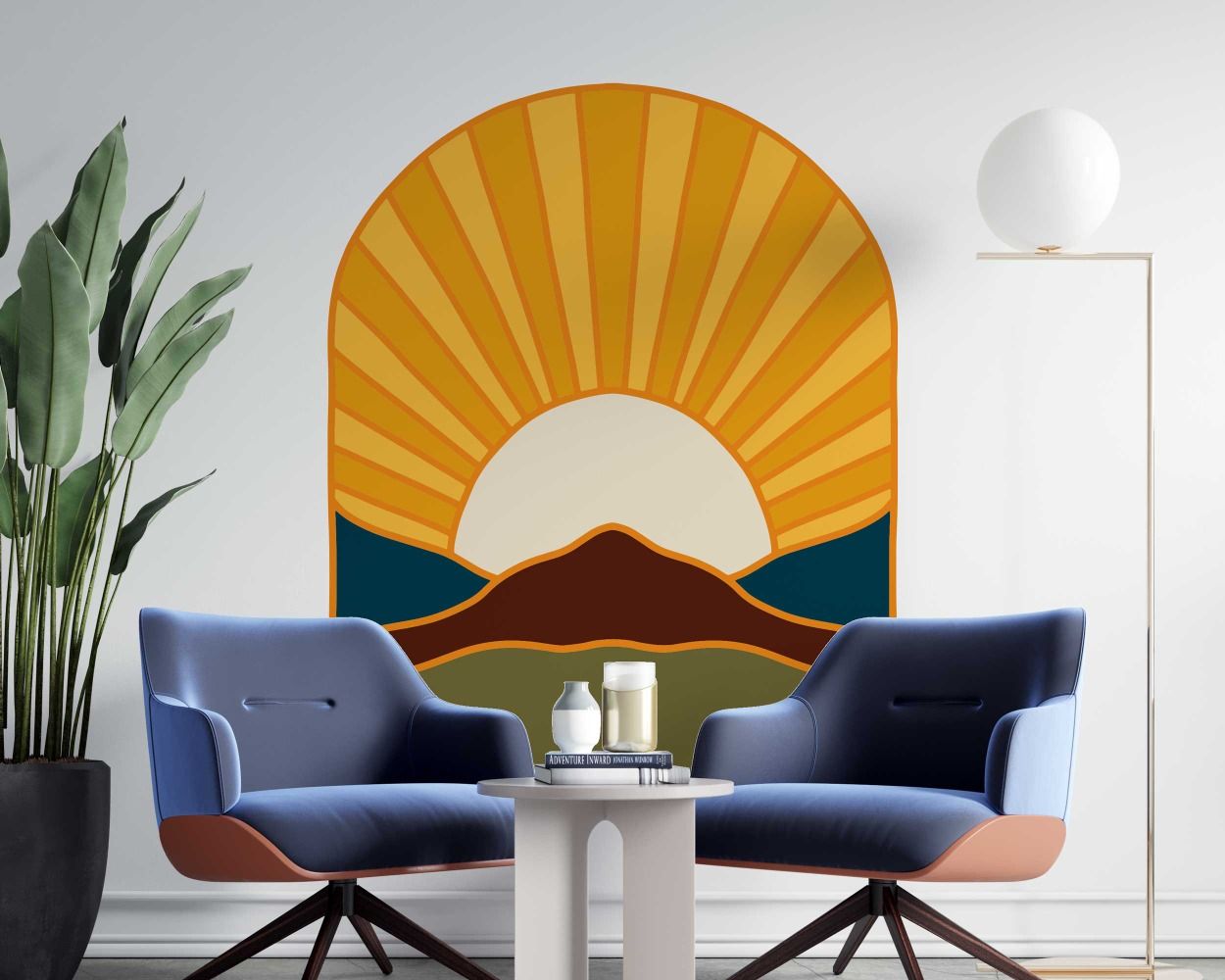 Beautiful Sunrise Colorful Mountain Arch Boho Wall Decals