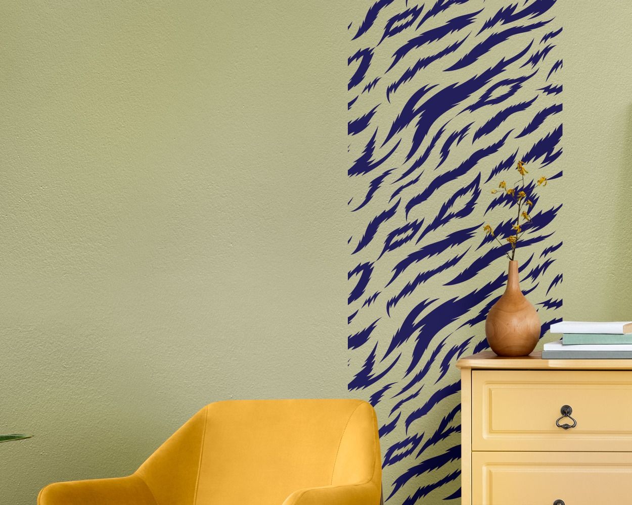 Beautiful Tiger Stripes Seamless Vector Pattern Wall Stickers For Home And Office Decor 