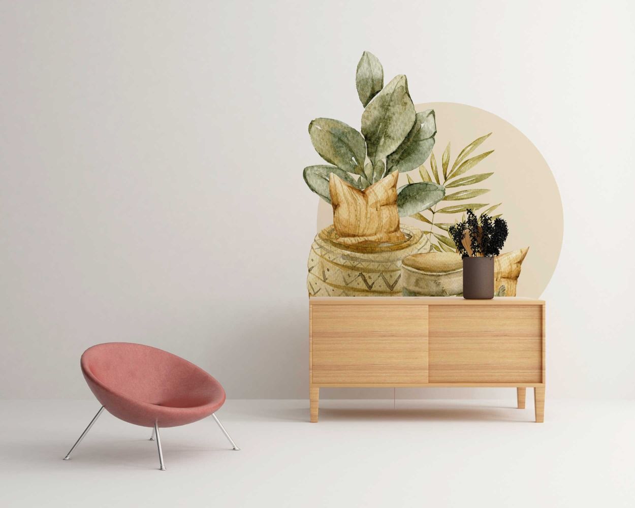 Best Beautiful Tropical Leaves And Rice Bag Watercolor Wall Stickers 