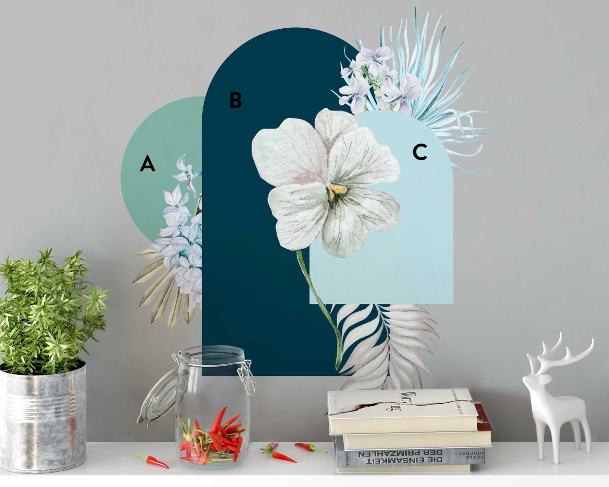 Wall Art Floral Decoration Arch With Flower Wall Stickers 