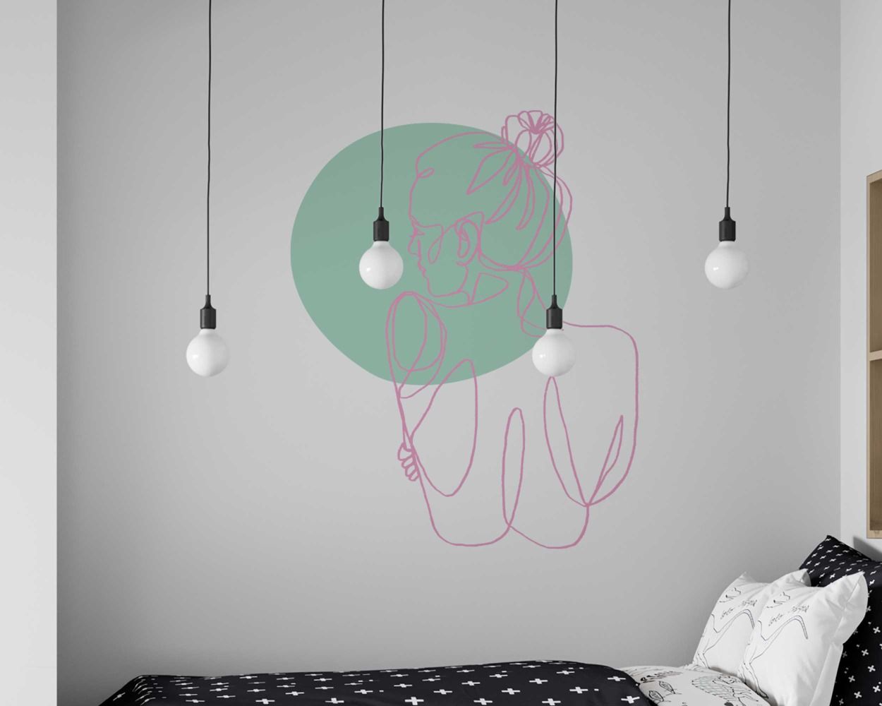 Beautiful Women Body Single Line Drawing Art Wall Stickers