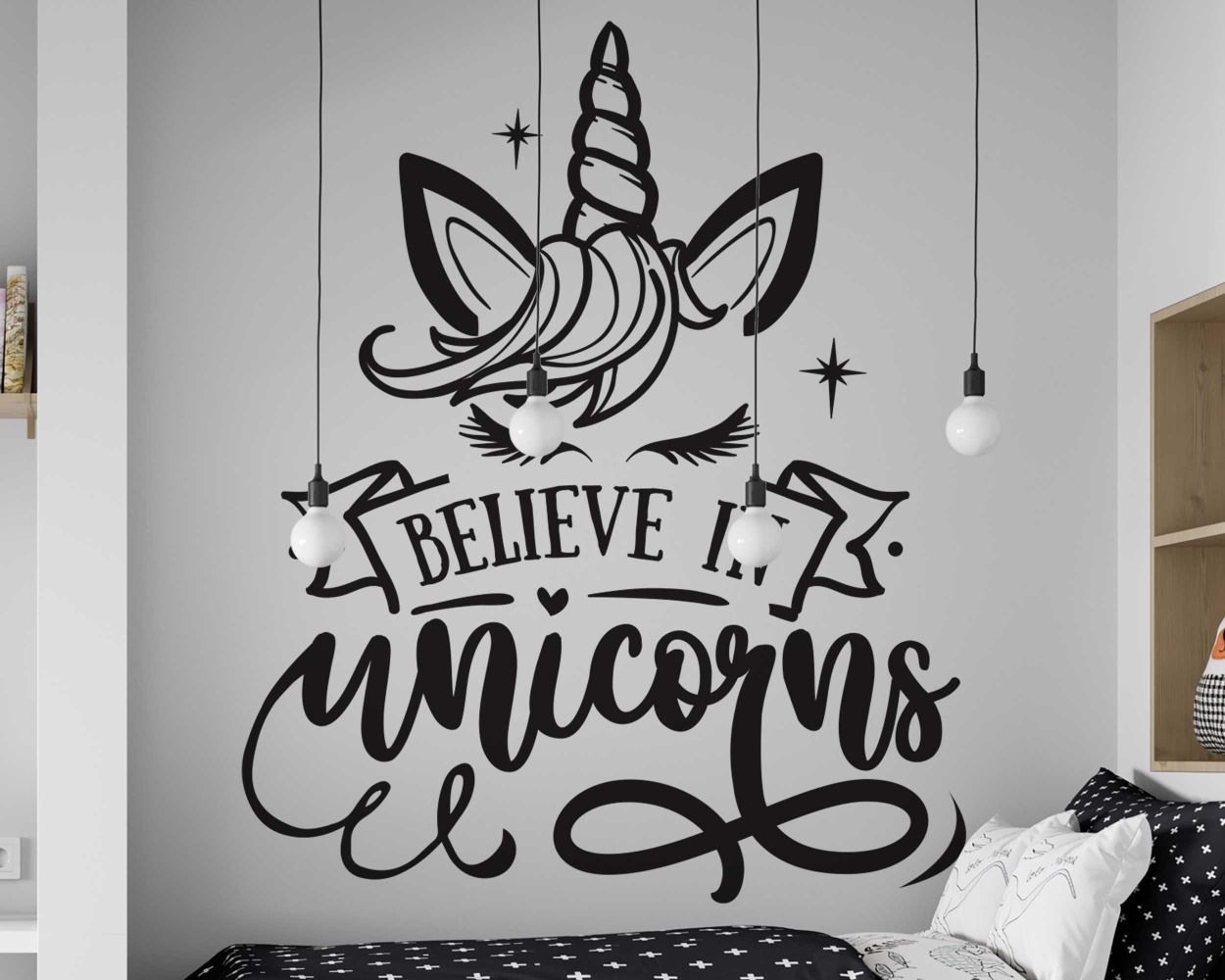 Believe In Unicorns Quotes Wall Stickers For Kids Room Decoration
