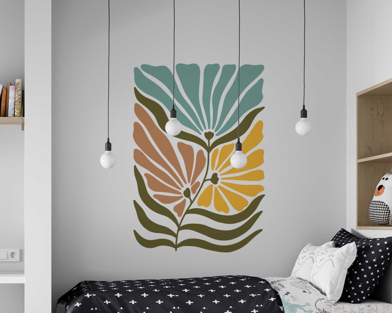 Abstract Flowers Coral Shapes Silhouette Wall Stickers