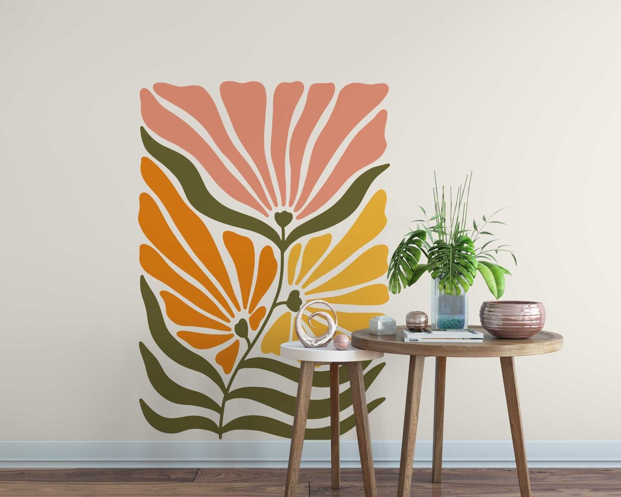 Abstract Flowers Coral Shapes Silhouette Wall Decals