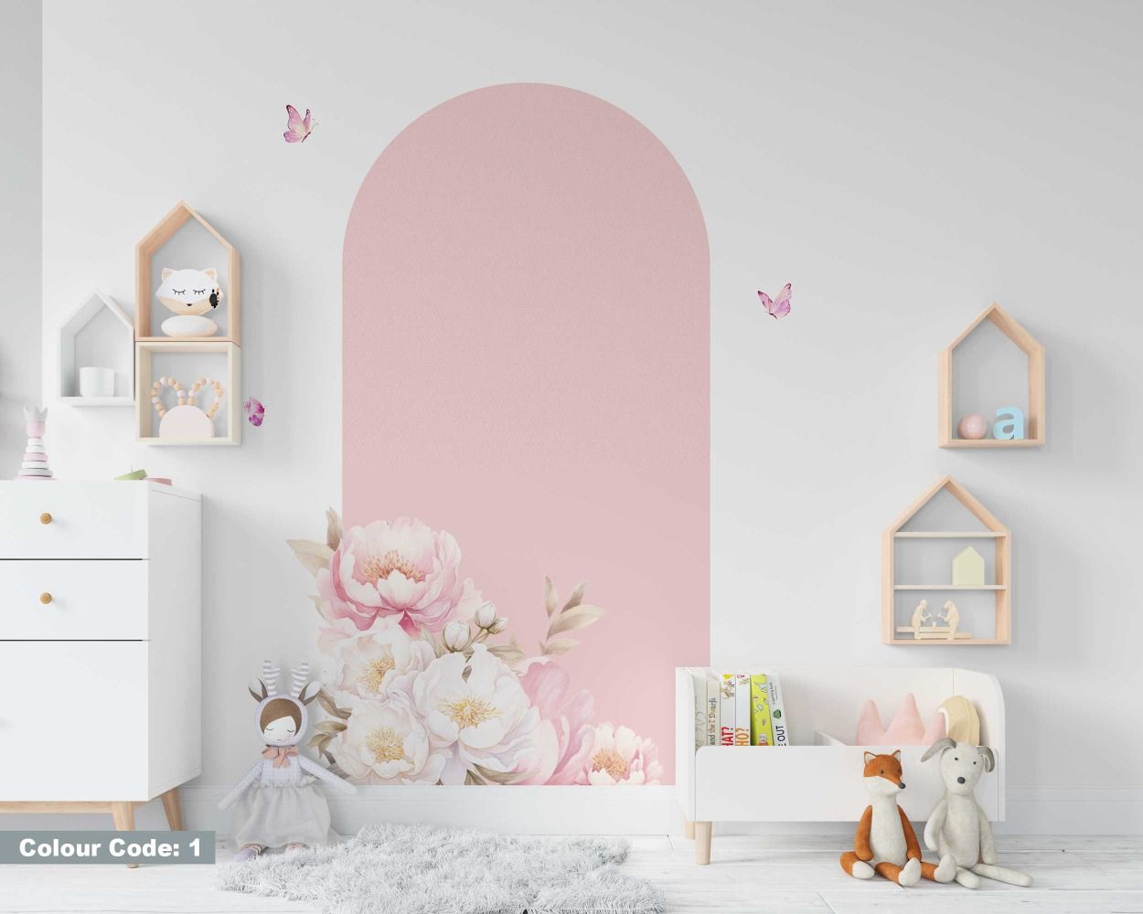 Beautiful Arch With Floral Wall Decals For Bedroom Decor 