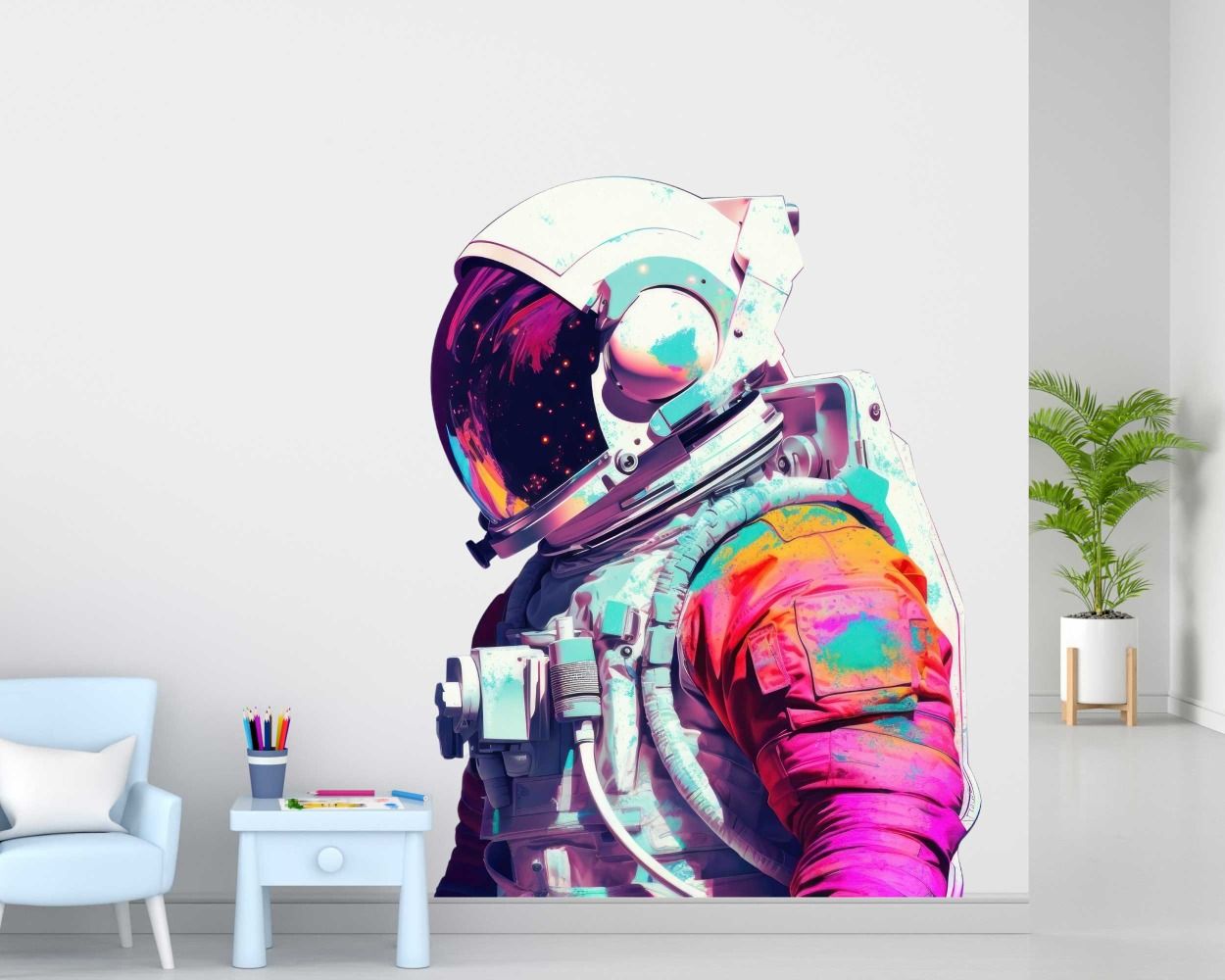 Best Premium Quality Astronaut In Colorful Illustration Wall Decals