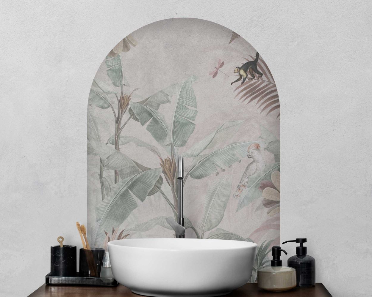Tropical Banana Trees, Animals and Birds Arch Wall Decals