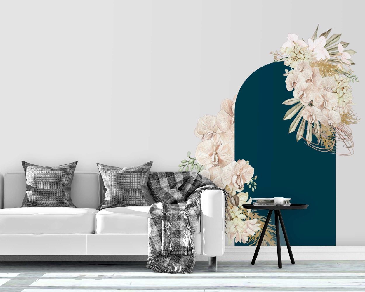 Beautiful Arch With Floral Vinyl Wall Stickers