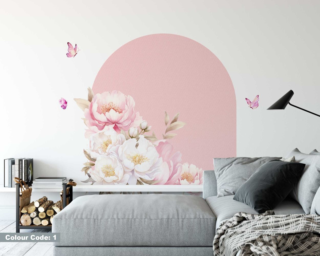 Beautiful Arch With Floral Wall Stickers For Bedroom Decor 