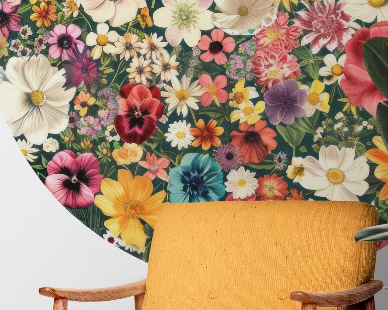 Best Beautiful Romantic Colorful Circle Floral Wall Stickers